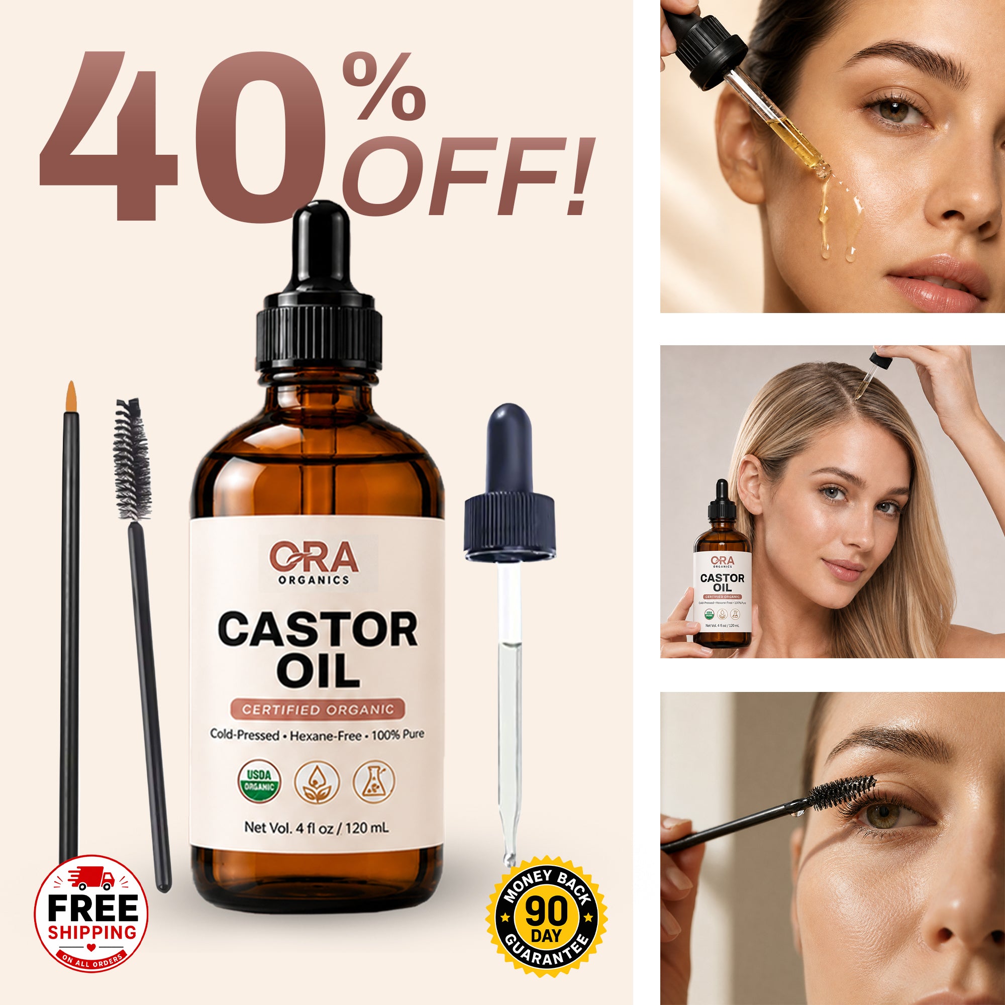 Castor Oil for Hair, Face, Skin, Brows & Lashes
